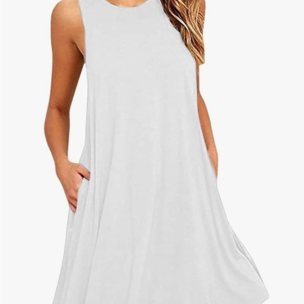Elan White Sleeveless Loose Tank Dress